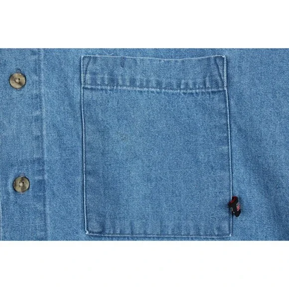 Dickies Shirt Mens XL Blue Denim 100% Cotton Button Up Workwear - Picture 10 of 16